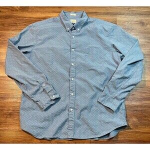 J Crew Secret Wash Shirting Stretch Button Up Slim Fit Mens Size 2XL Blue